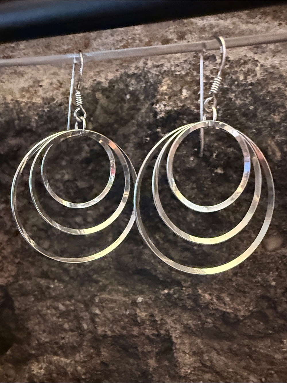 Sterling Silver Multi-Hoop Dangle Earrings - Elegant Layered Circles